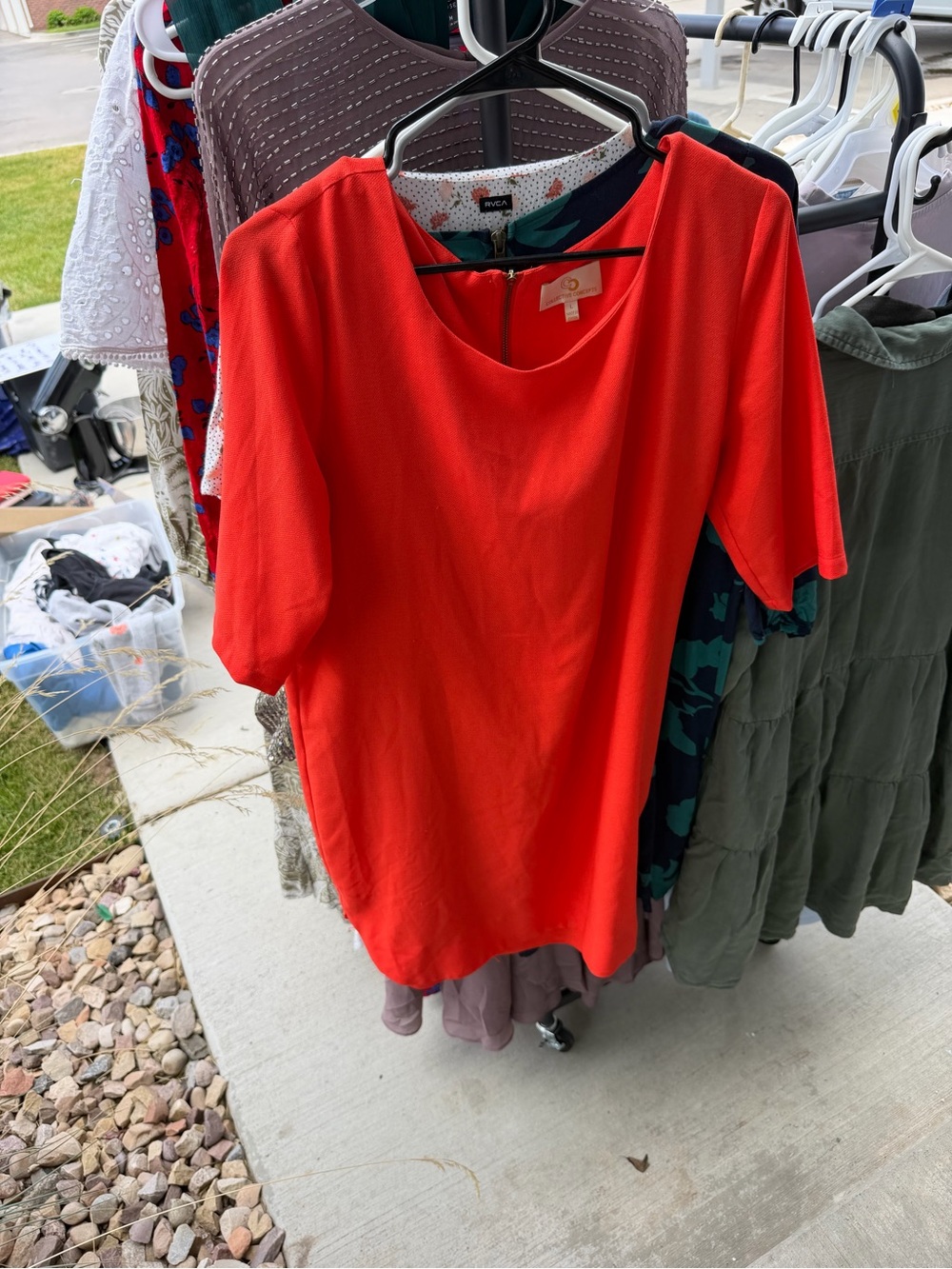 Collective Concepts Red-Orange Textured Dress